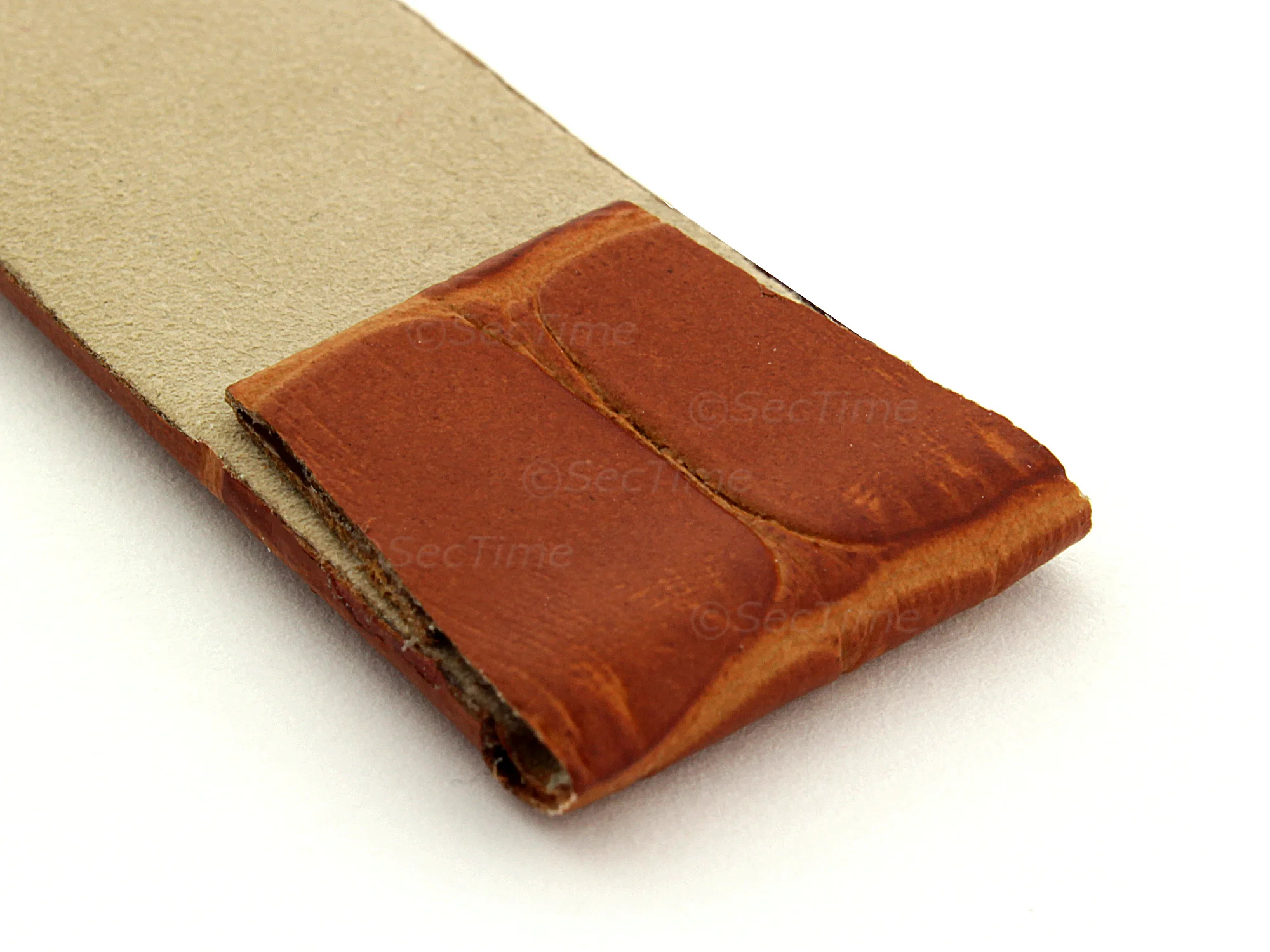 (image for) Extra Long Open Ended Leather Watch Strap Croco LM Brown 20mm (2)