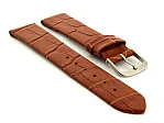 (image for) Extra Long Open Ended Leather Watch Strap Croco LM Brown 20mm