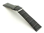 (image for) Extra Short Genuine Leather Watch Strap Croco Louisiana Dark Grey 18mm