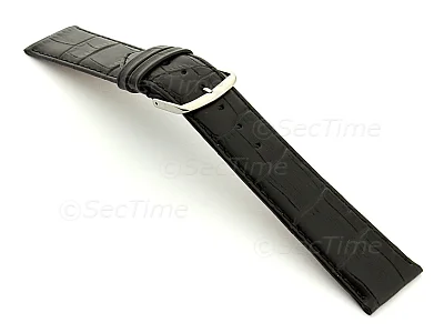 (image for) Extra Short Genuine Leather Watch Strap Croco Louisiana Black 18mm
