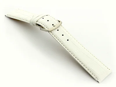 (image for) Extra Short Genuine Leather Watch Strap Croco Louisiana White 20mm