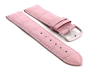 (image for) Extra Short Genuine Leather Watch Strap Croco Louisiana Pink 18mm (1)