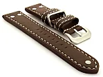 (image for) Riveted Leather Watch Strap FIGHTER Dark Brown / White 20mm