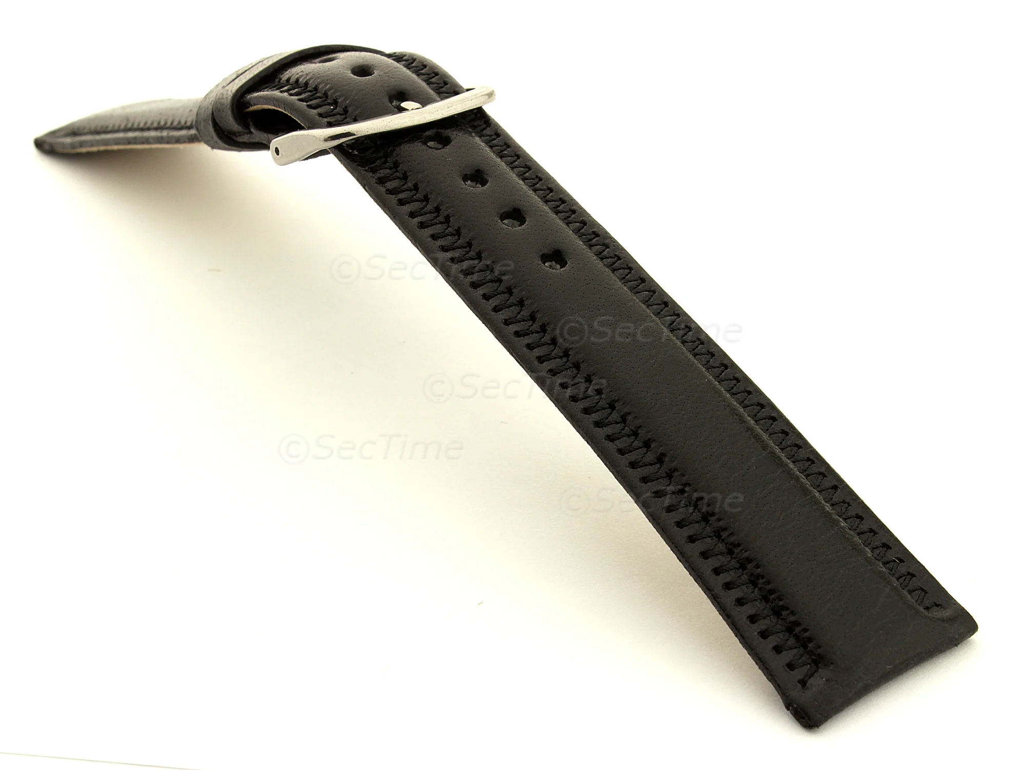 (image for) Genuine Leather Watch Strap Florence Black 22mm (2)