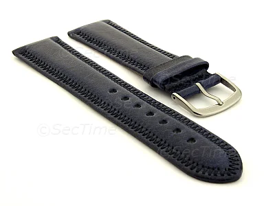 (image for) Genuine Leather Watch Strap Florence Navy Blue 24mm