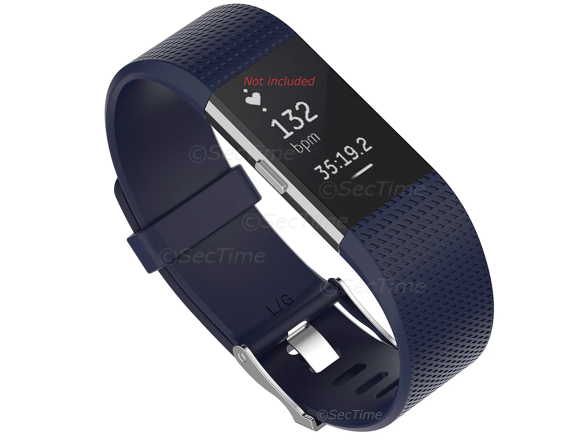 (image for) Replacement Silicone Watch Strap Band For Fitbit Charge 2 Navy Blue - Large