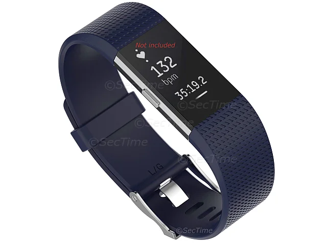 (image for) Replacement Silicone Watch Strap Band For Fitbit Charge 2 Navy Blue - Large