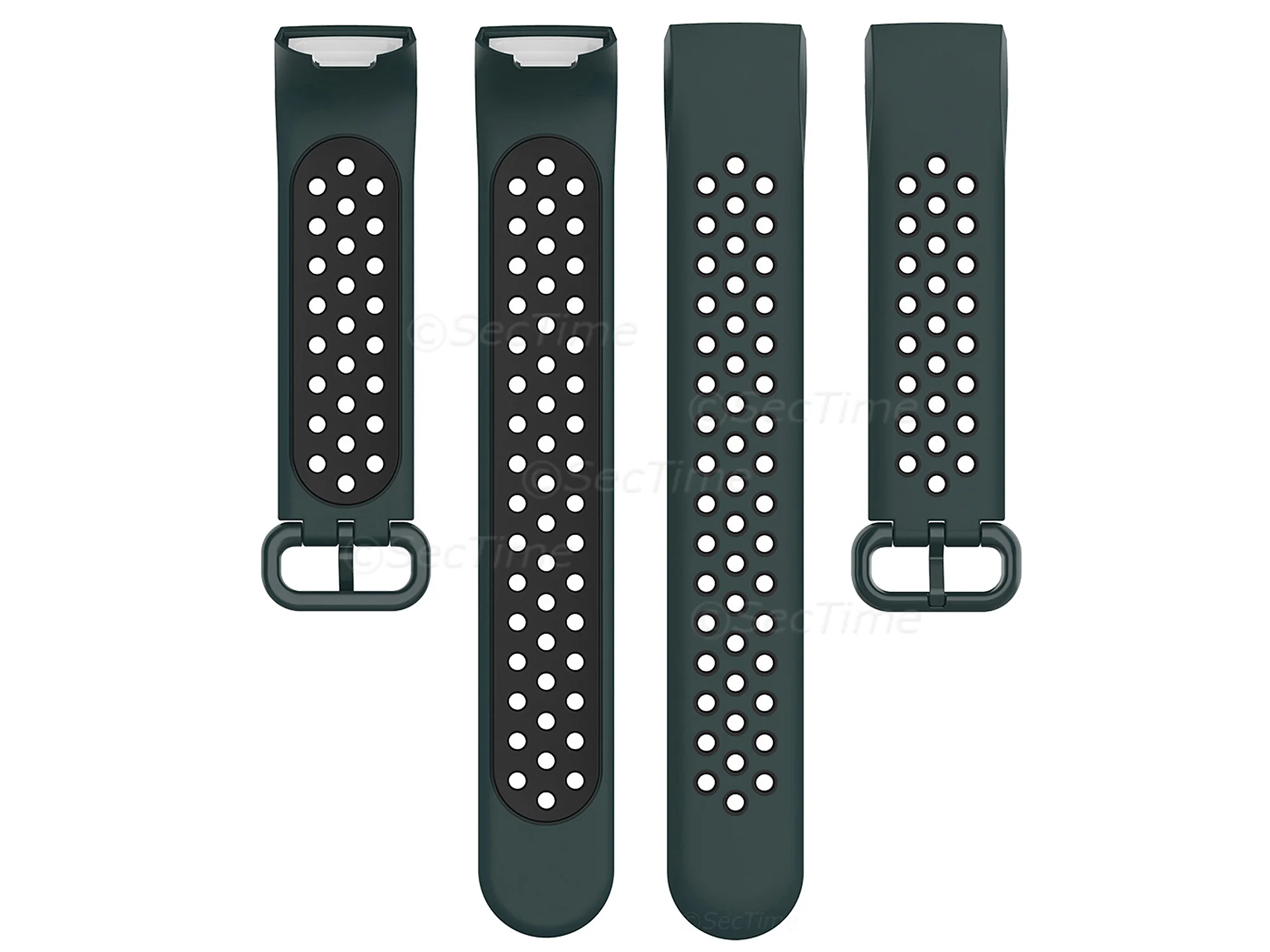 (image for) Silicone Watch Strap Band For Fitbit Charge 3, 4 Green/Black - Universal - M2 (4)