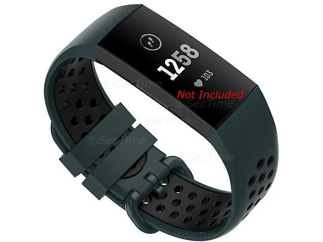 (image for) Silicone Watch Strap Band For Fitbit Charge 3, 4 Green/Black - Universal - M2 