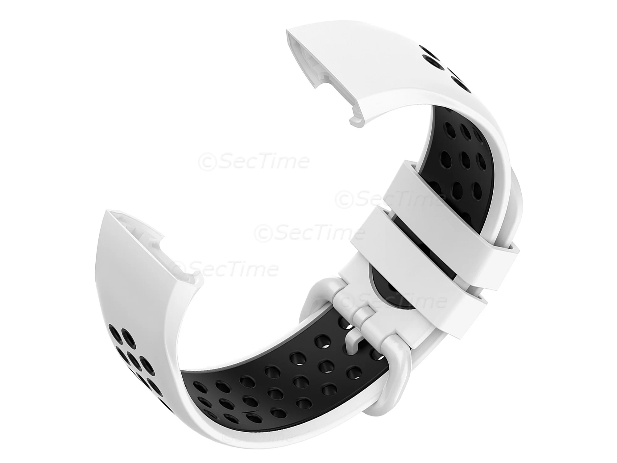 (image for) Silicone Watch Strap Band For Fitbit Charge 3, 4 White/Black - Universal - M2 (3)