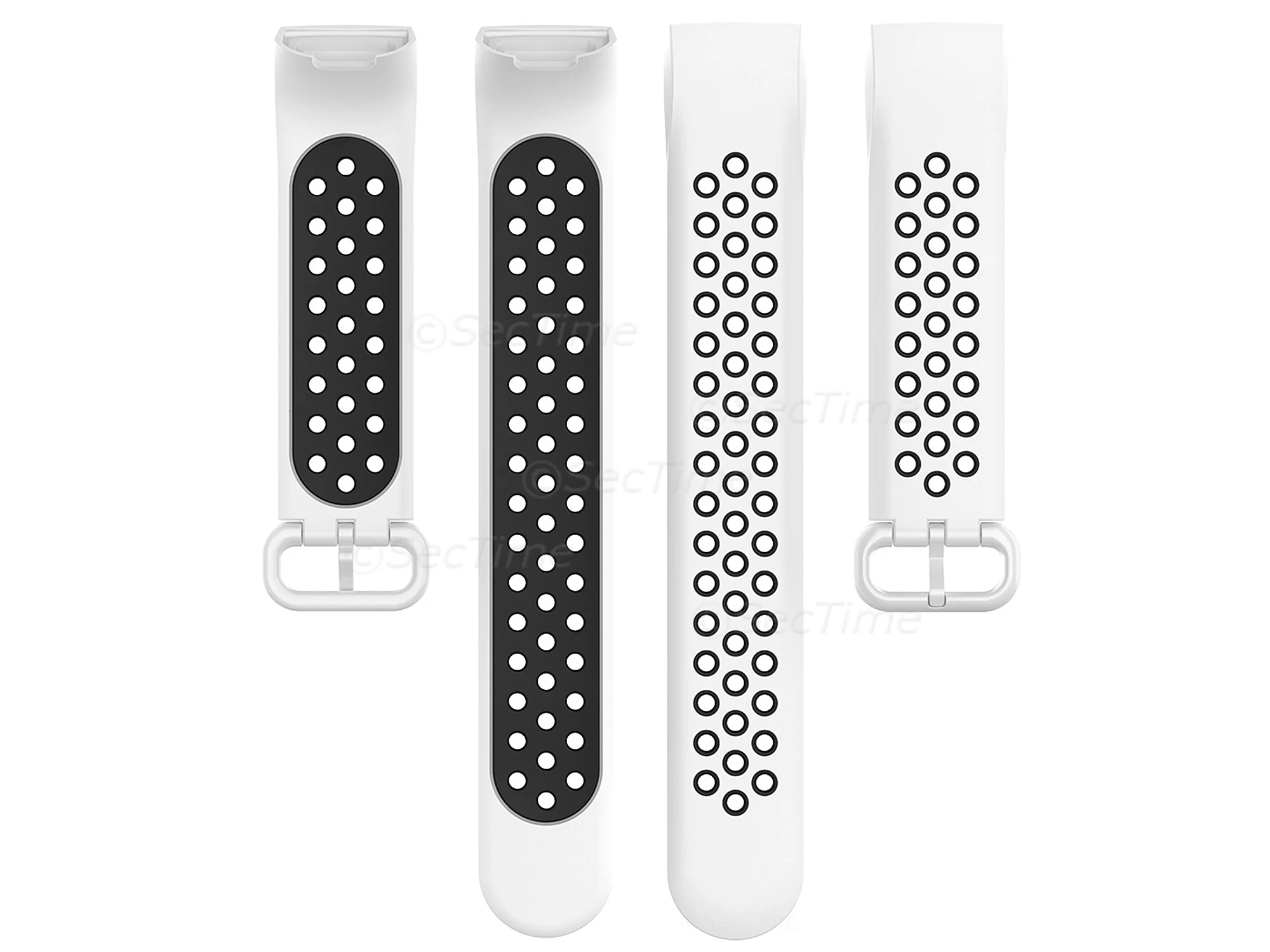 (image for) Silicone Watch Strap Band For Fitbit Charge 3, 4 White/Black - Universal - M2 (4)