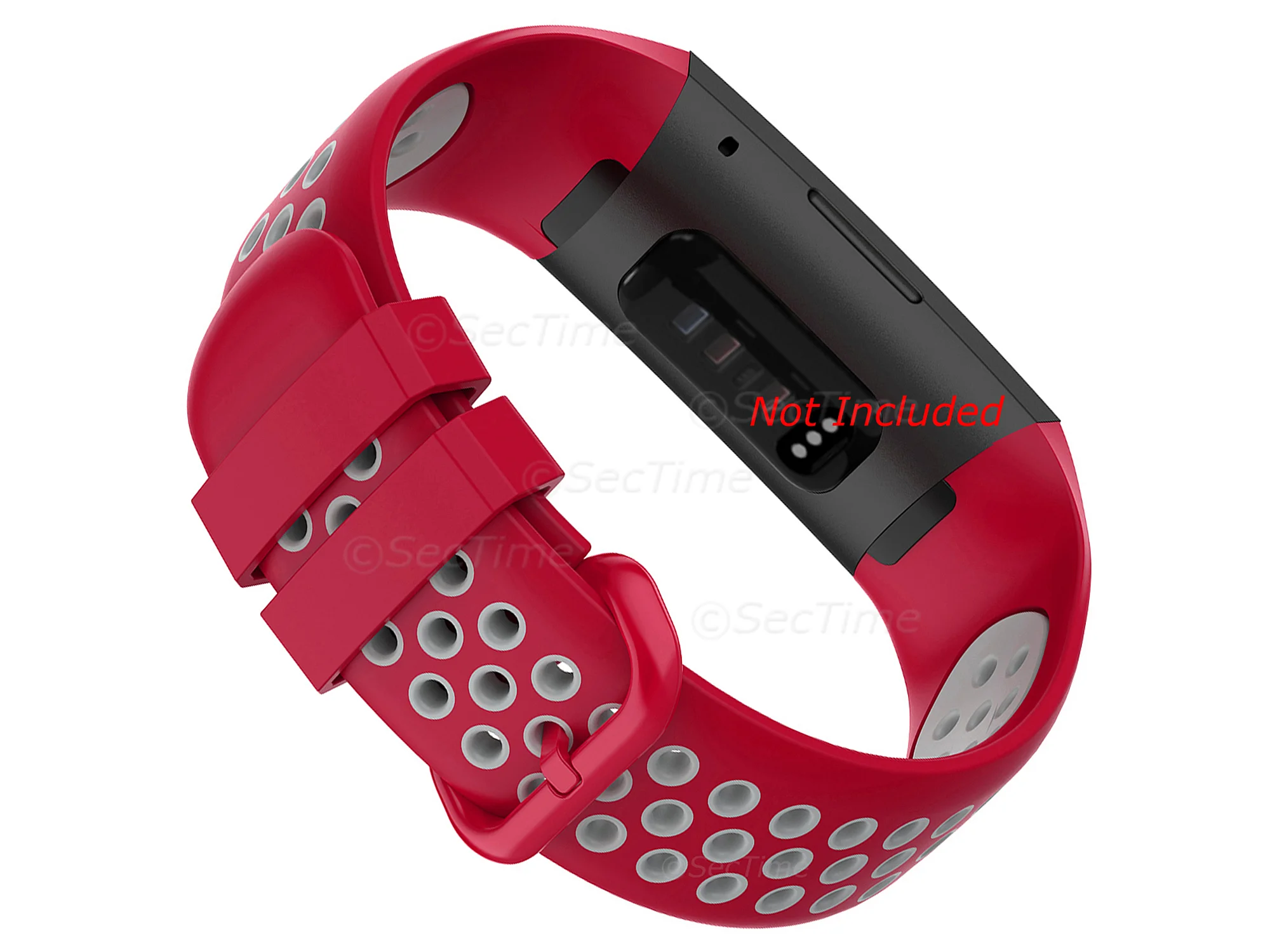 (image for) Silicone Watch Strap Band For Fitbit Charge 3, 4 Red/Grey - Universal - M2 (1)