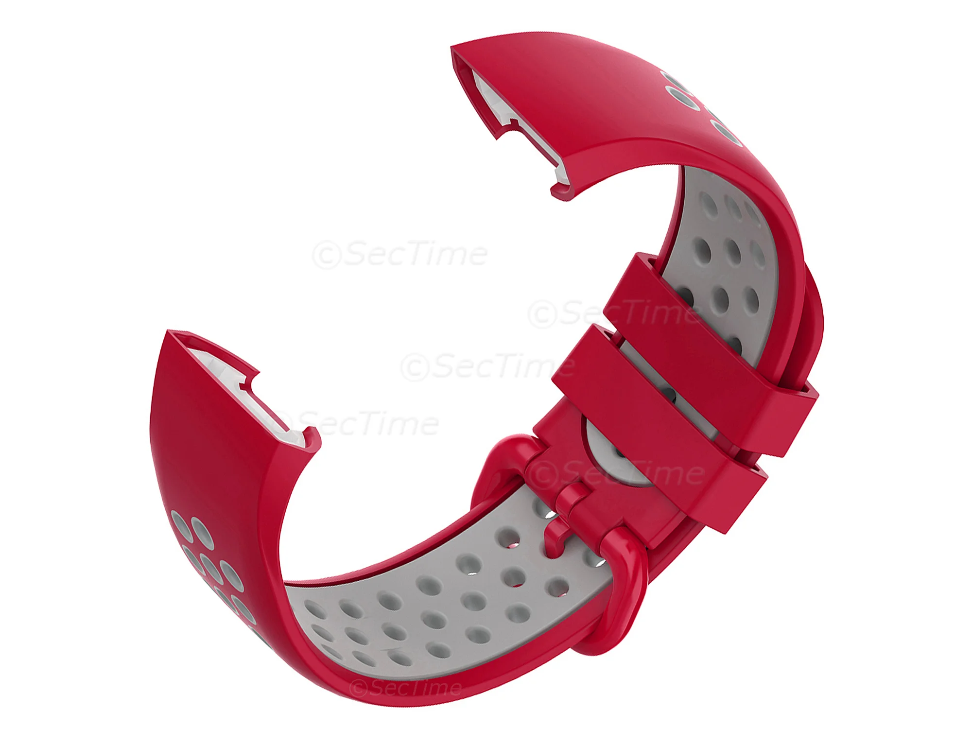 (image for) Silicone Watch Strap Band For Fitbit Charge 3, 4 Red/Grey - Universal - M2 (3)