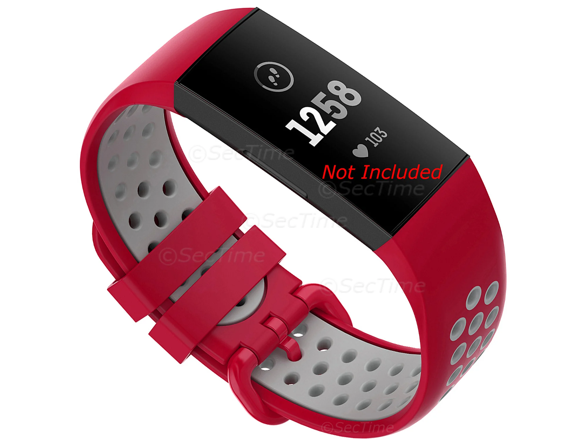 (image for) Silicone Watch Strap Band For Fitbit Charge 3, 4 Red/Grey - Universal - M2 