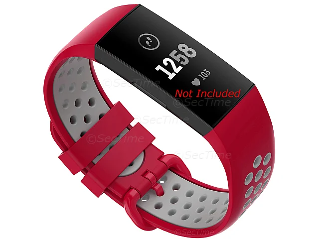 (image for) Silicone Watch Strap Band For Fitbit Charge 3, 4 Red/Grey - Universal - M2 