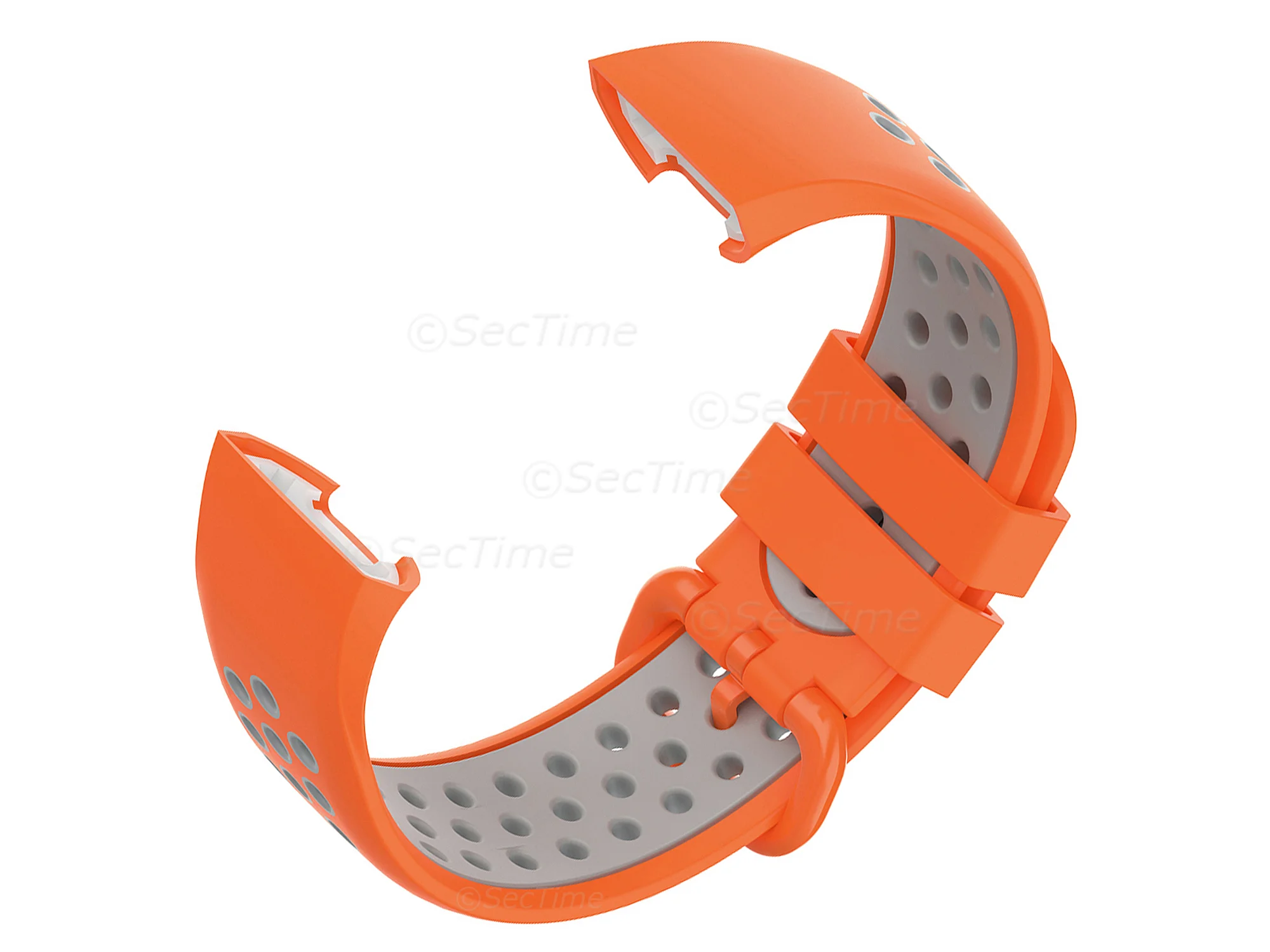 (image for) Silicone Watch Strap Band For Fitbit Charge 3, 4 Orange/Grey - Universal - M2 (3)