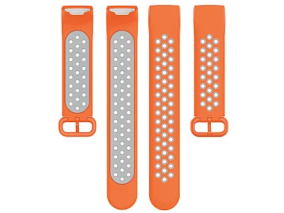 (image for) Silicone Watch Strap Band For Fitbit Charge 3, 4 Orange/Grey - Universal - M2 (4)