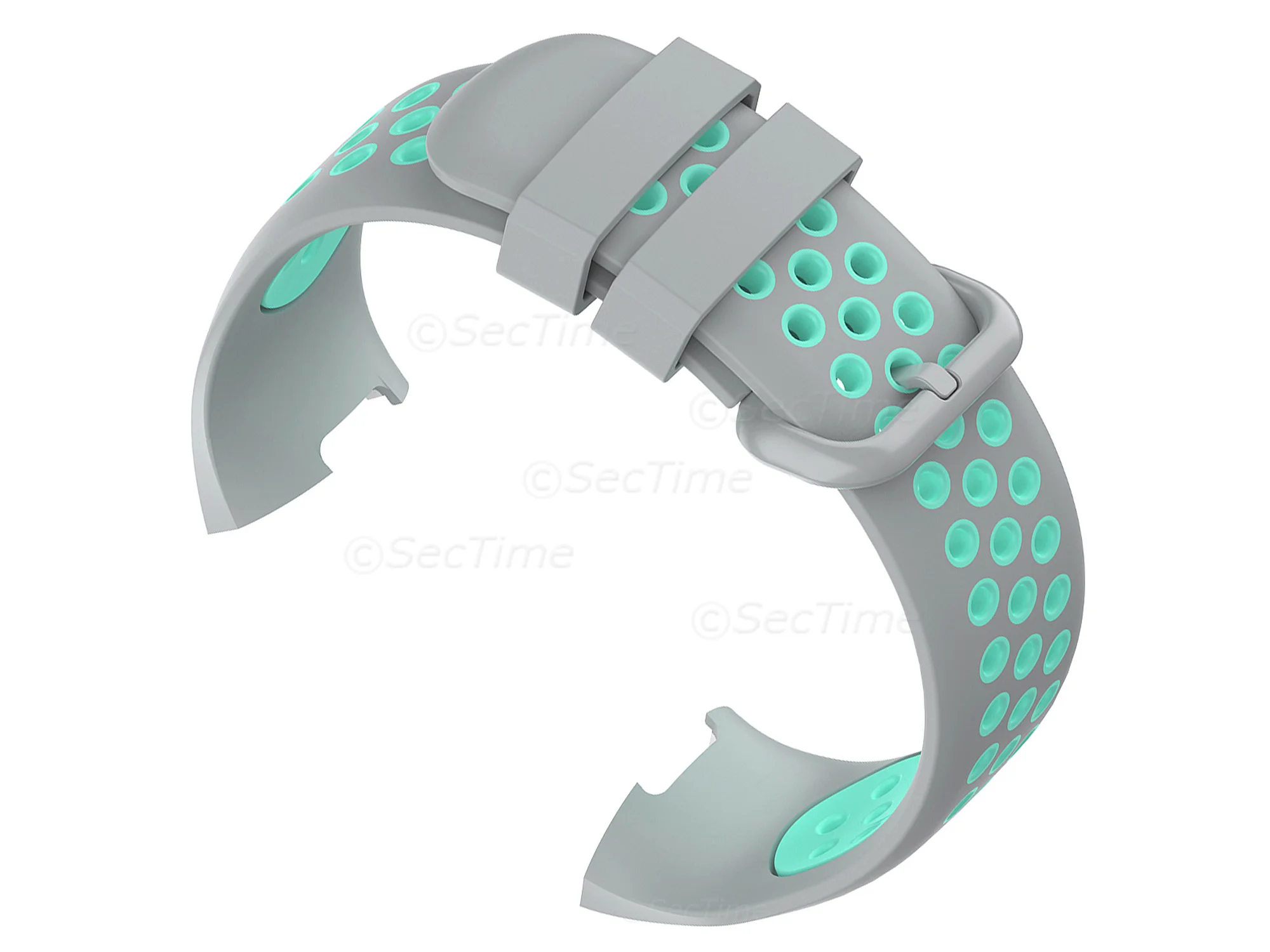 (image for) Silicone Watch Strap Band For Fitbit Charge 3, 4 Grey/Turquoise - Universal - M2 (2)