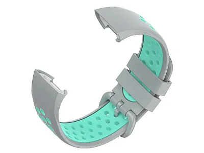 (image for) Silicone Watch Strap Band For Fitbit Charge 3, 4 Grey/Turquoise - Universal - M2 (3)