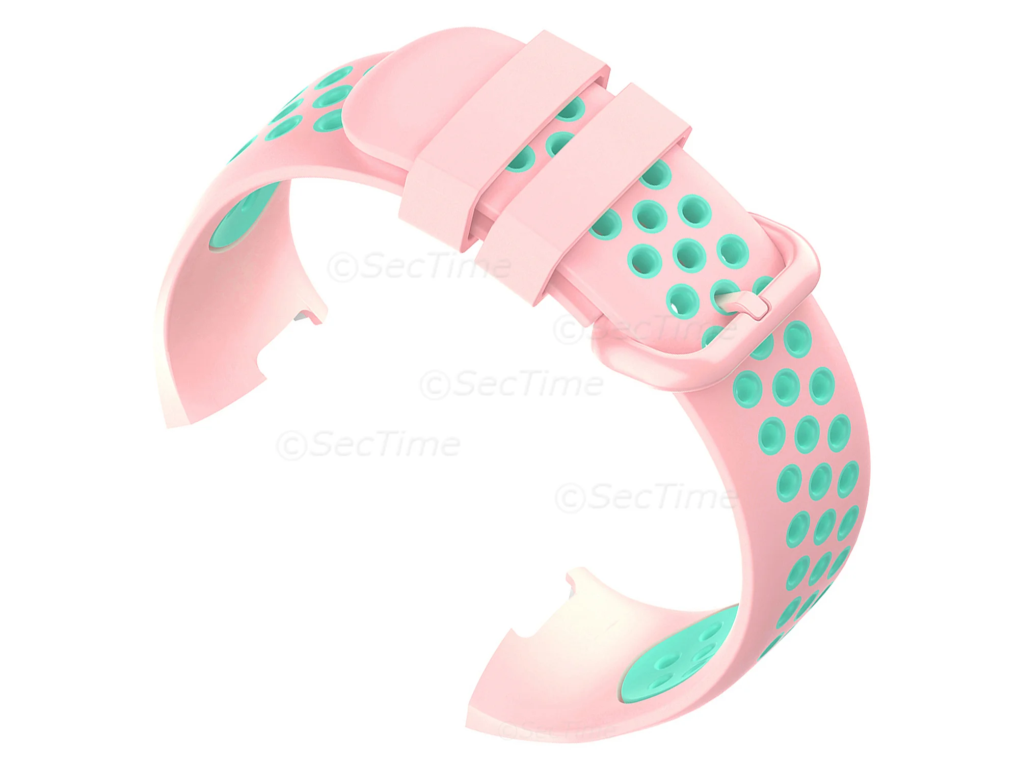(image for) Silicone Watch Strap Band For Fitbit Charge 3, 4 Pink/Turquoise - Universal - M2 (2)