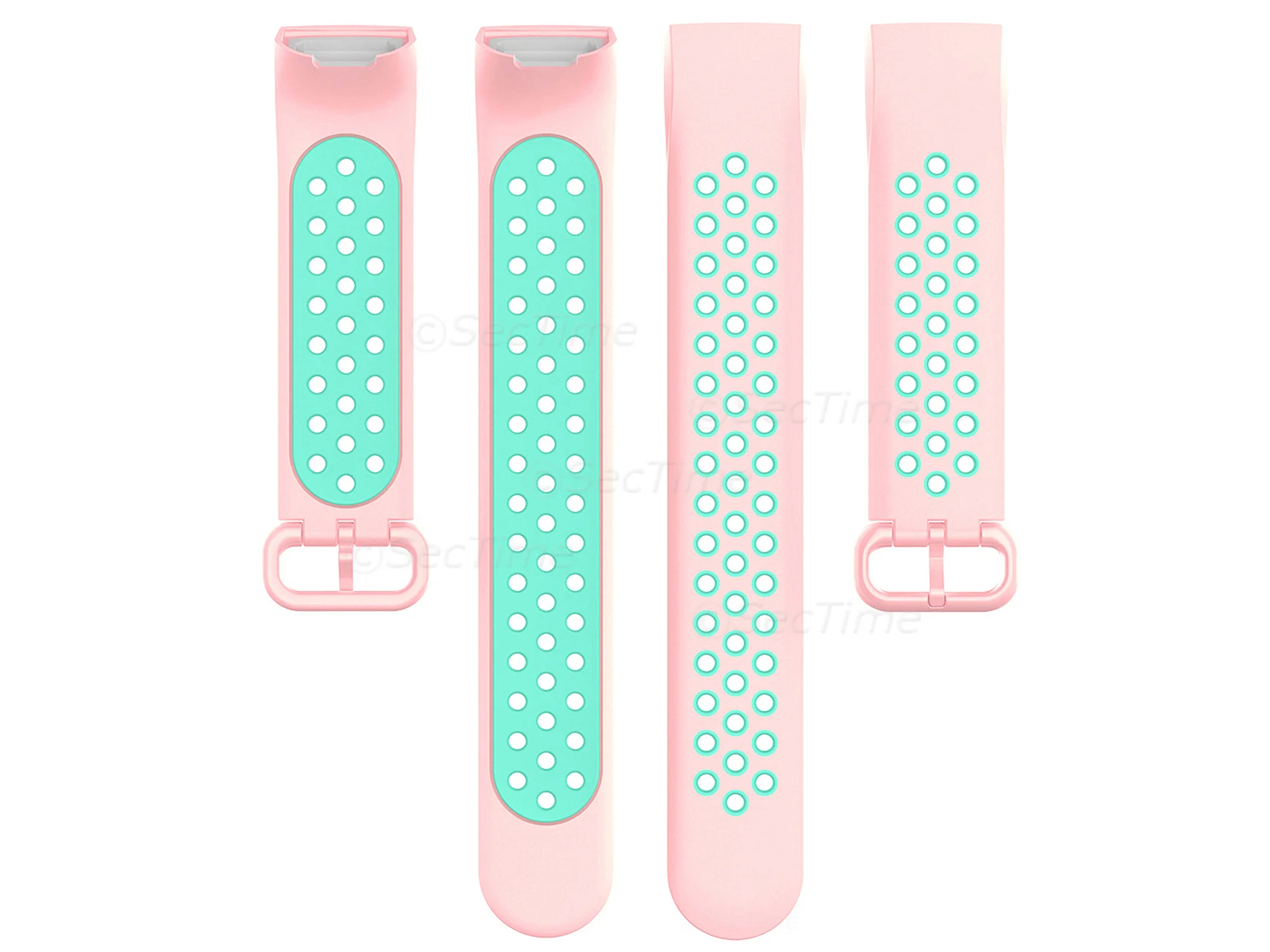 (image for) Silicone Watch Strap Band For Fitbit Charge 3, 4 Pink/Turquoise - Universal - M2 (4)