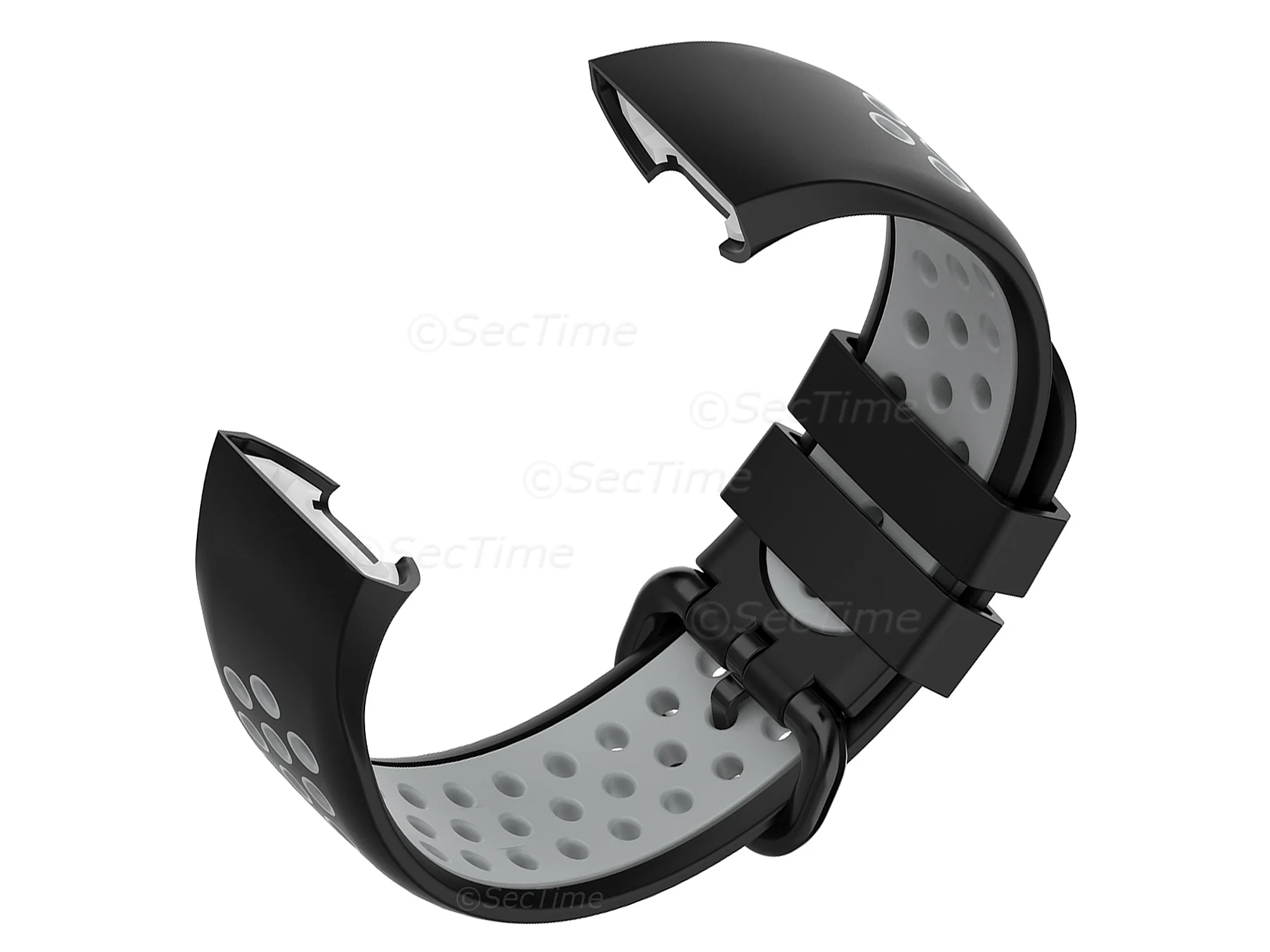 (image for) Silicone Watch Strap Band For Fitbit Charge 3, 4 Black/Grey - Universal - M2 (3)