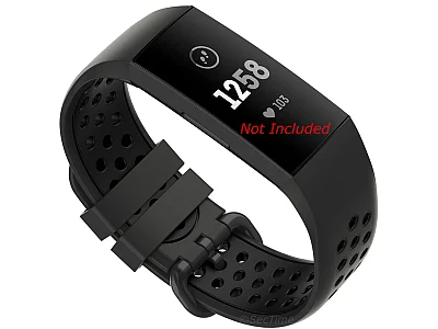(image for) Silicone Watch Strap Band For Fitbit Charge 3, 4 Graphite/Black - Universal - M2