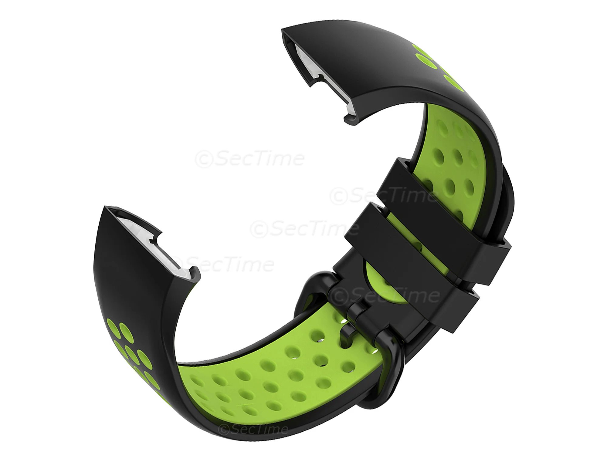 (image for) Silicone Watch Strap Band For Fitbit Charge 3, 4 Black/Green - Universal - M2 (3)