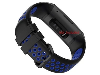 (image for) Silicone Watch Strap Band For Fitbit Charge 3, 4 Black/Blue - Universal - M2 (1)