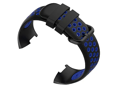 (image for) Silicone Watch Strap Band For Fitbit Charge 3, 4 Black/Blue - Universal - M2 (2)