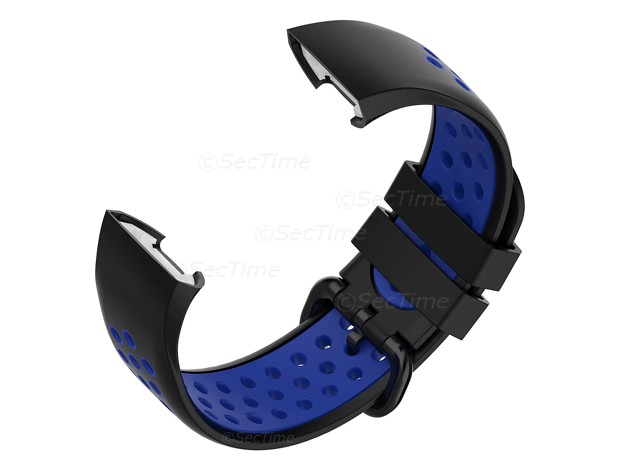 (image for) Silicone Watch Strap Band For Fitbit Charge 3, 4 Black/Blue - Universal - M2 (3)