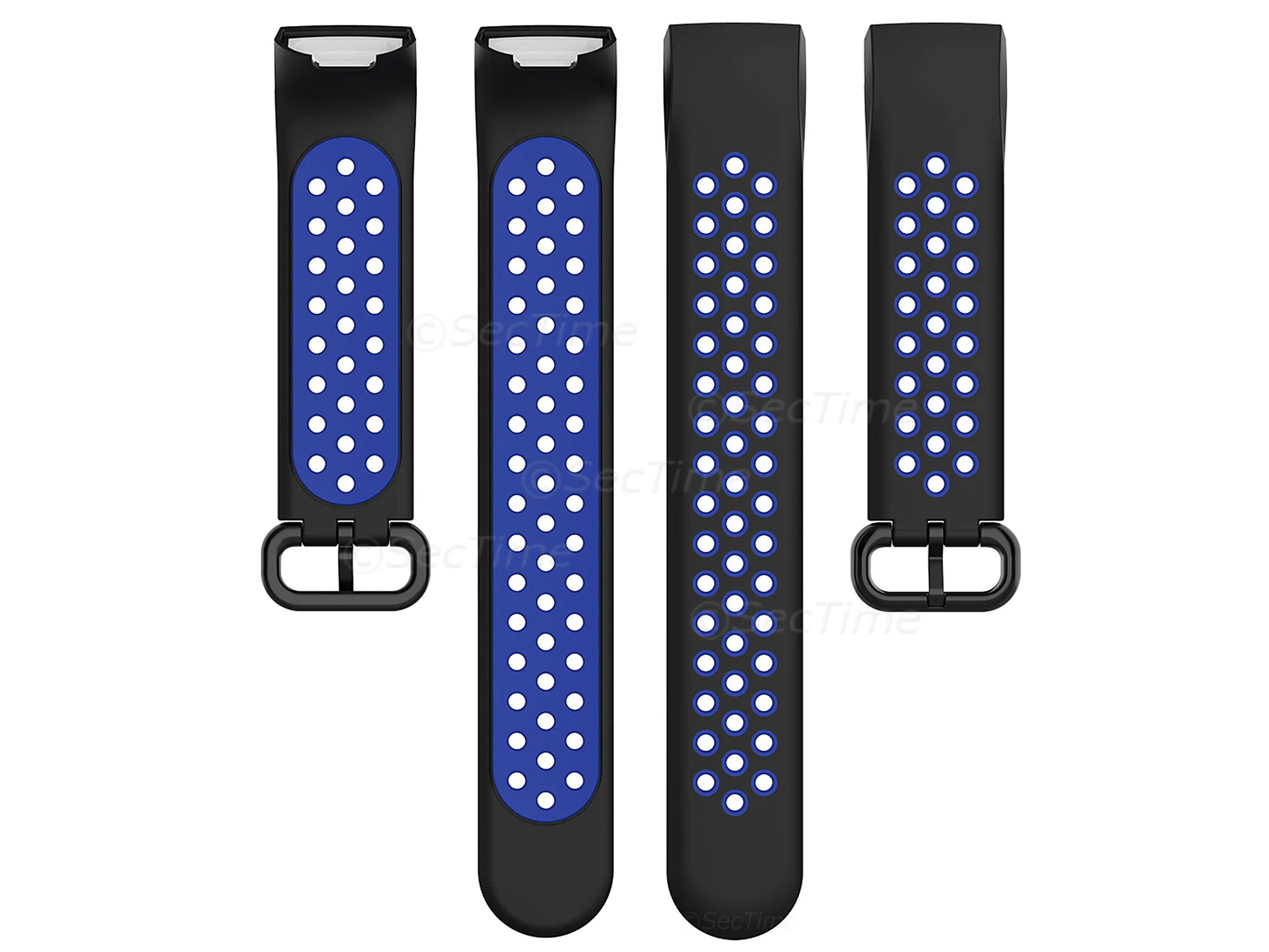 (image for) Silicone Watch Strap Band For Fitbit Charge 3, 4 Black/Blue - Universal - M2 (4)