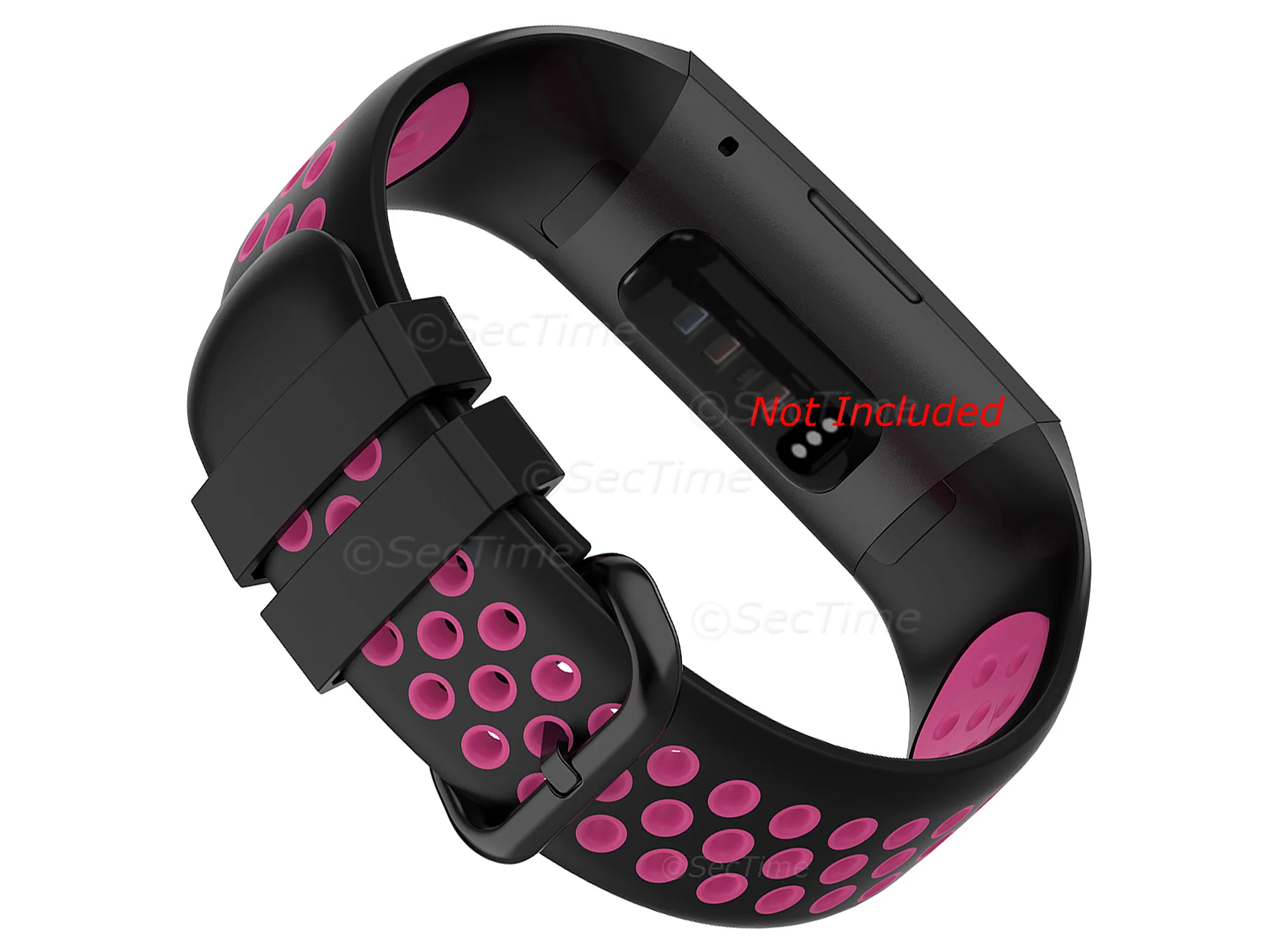 (image for) Silicone Watch Strap Band For Fitbit Charge 3, 4 Black/Lilac - Universal - M2 (1)