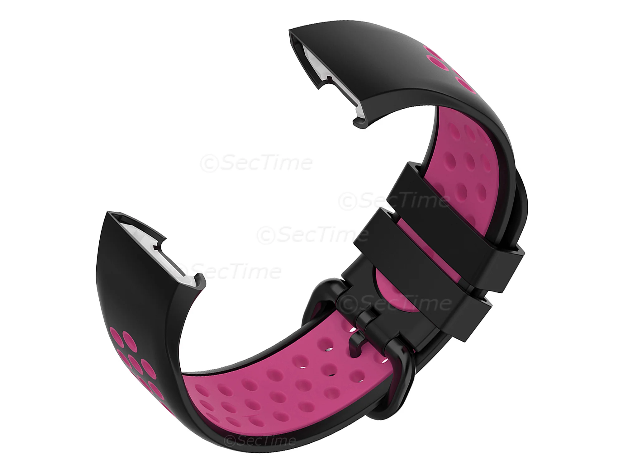 (image for) Silicone Watch Strap Band For Fitbit Charge 3, 4 Black/Lilac - Universal - M2 (3)