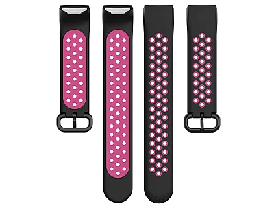 (image for) Silicone Watch Strap Band For Fitbit Charge 3, 4 Black/Lilac - Universal - M2 (4)