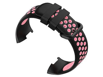 (image for) Silicone Watch Strap Band For Fitbit Charge 3, 4 Black/Pink - Universal - M2 (2)