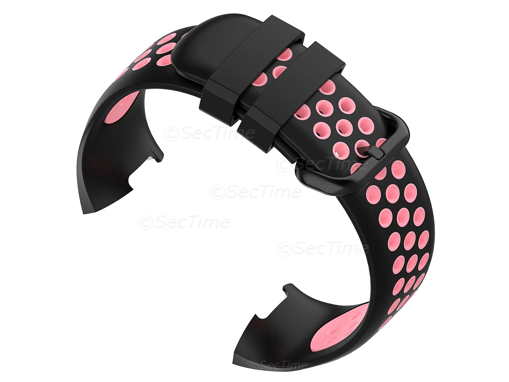 (image for) Silicone Watch Strap Band For Fitbit Charge 3, 4 Black/Pink - Universal - M2 (2)