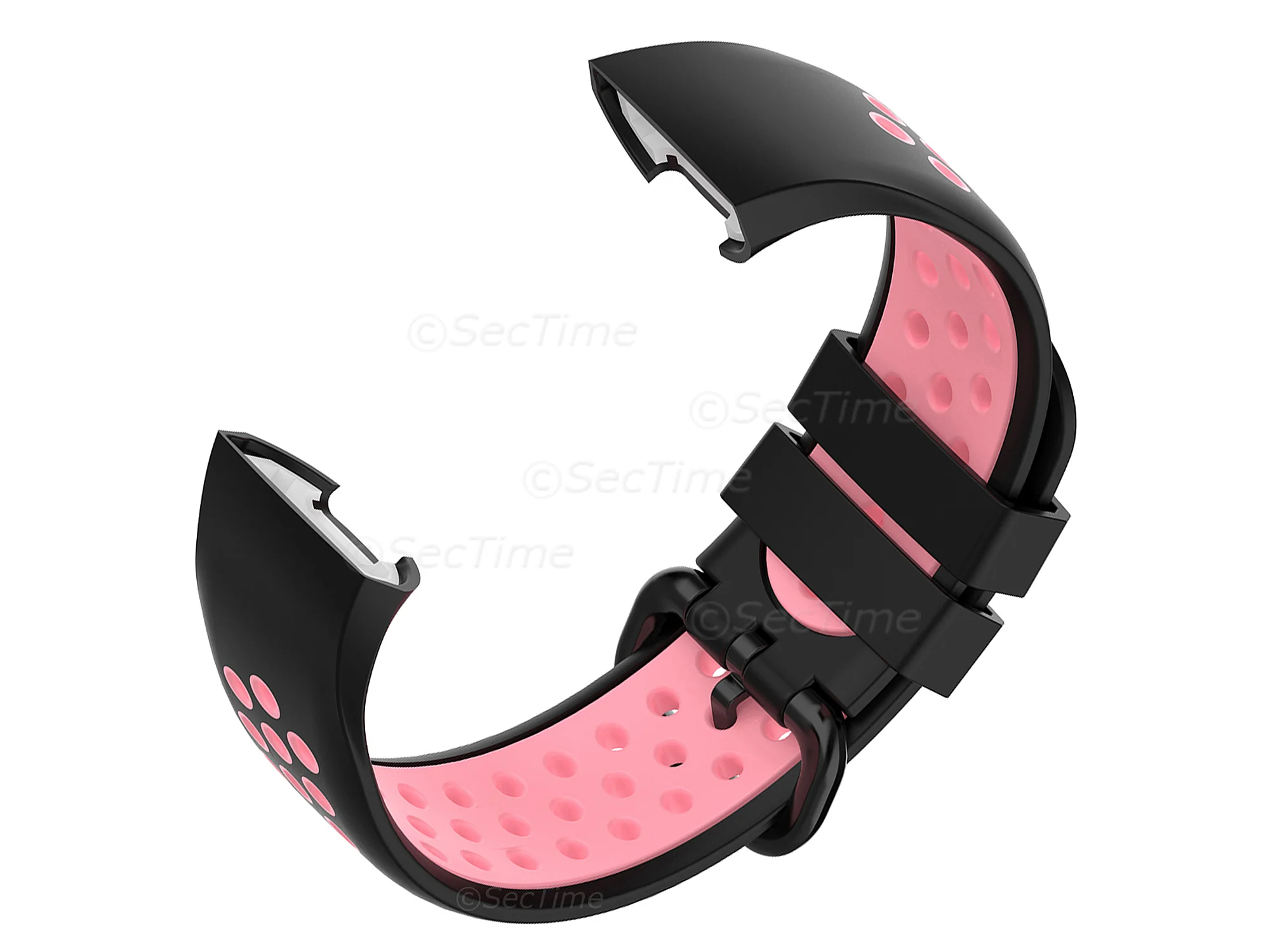 (image for) Silicone Watch Strap Band For Fitbit Charge 3, 4 Black/Pink - Universal - M2 (3)
