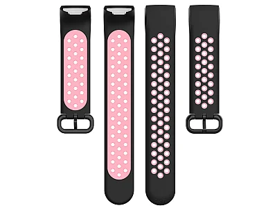 (image for) Silicone Watch Strap Band For Fitbit Charge 3, 4 Black/Pink - Universal - M2 (4)