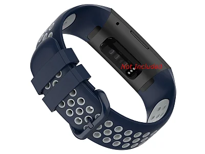 (image for) Silicone Watch Strap Band For Fitbit Charge 3, 4 Blue/Grey - Universal - M2 (1)