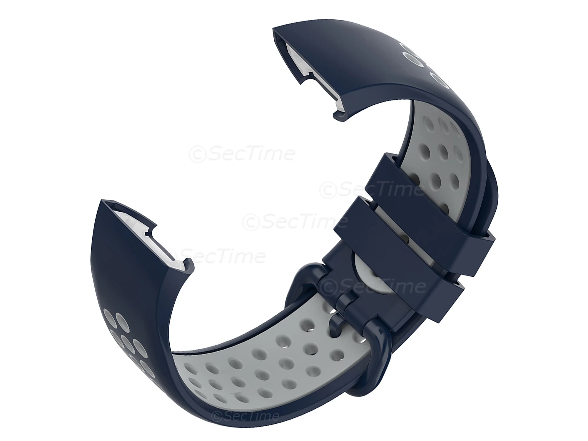 (image for) Silicone Watch Strap Band For Fitbit Charge 3, 4 Blue/Grey - Universal - M2 (3)