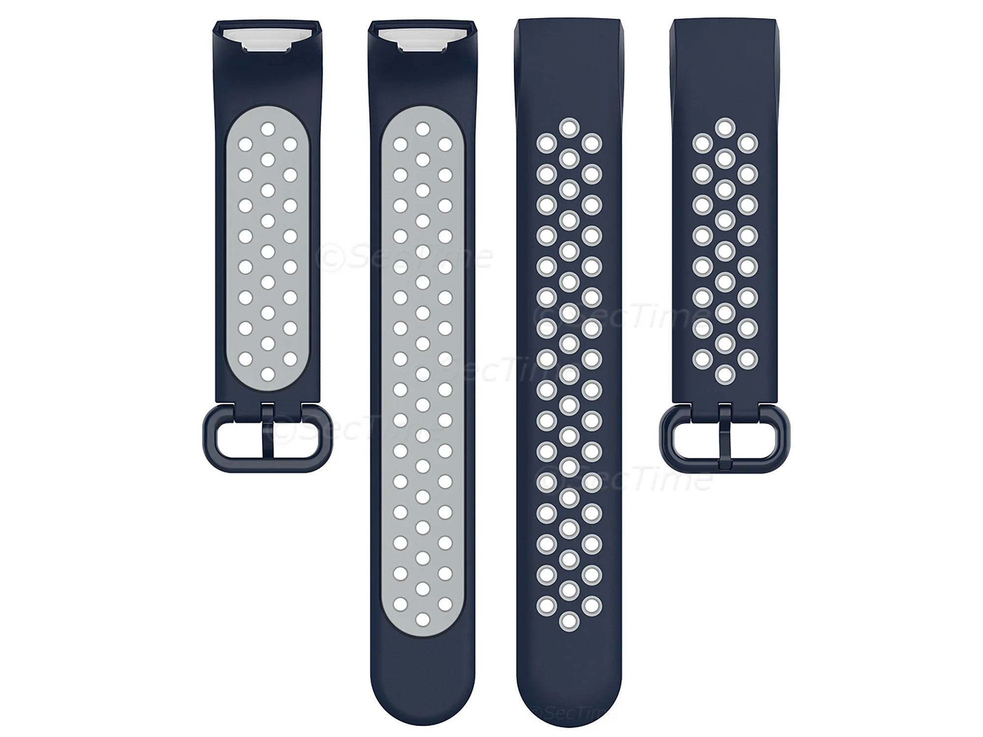 (image for) Silicone Watch Strap Band For Fitbit Charge 3, 4 Blue/Grey - Universal - M2 (4)