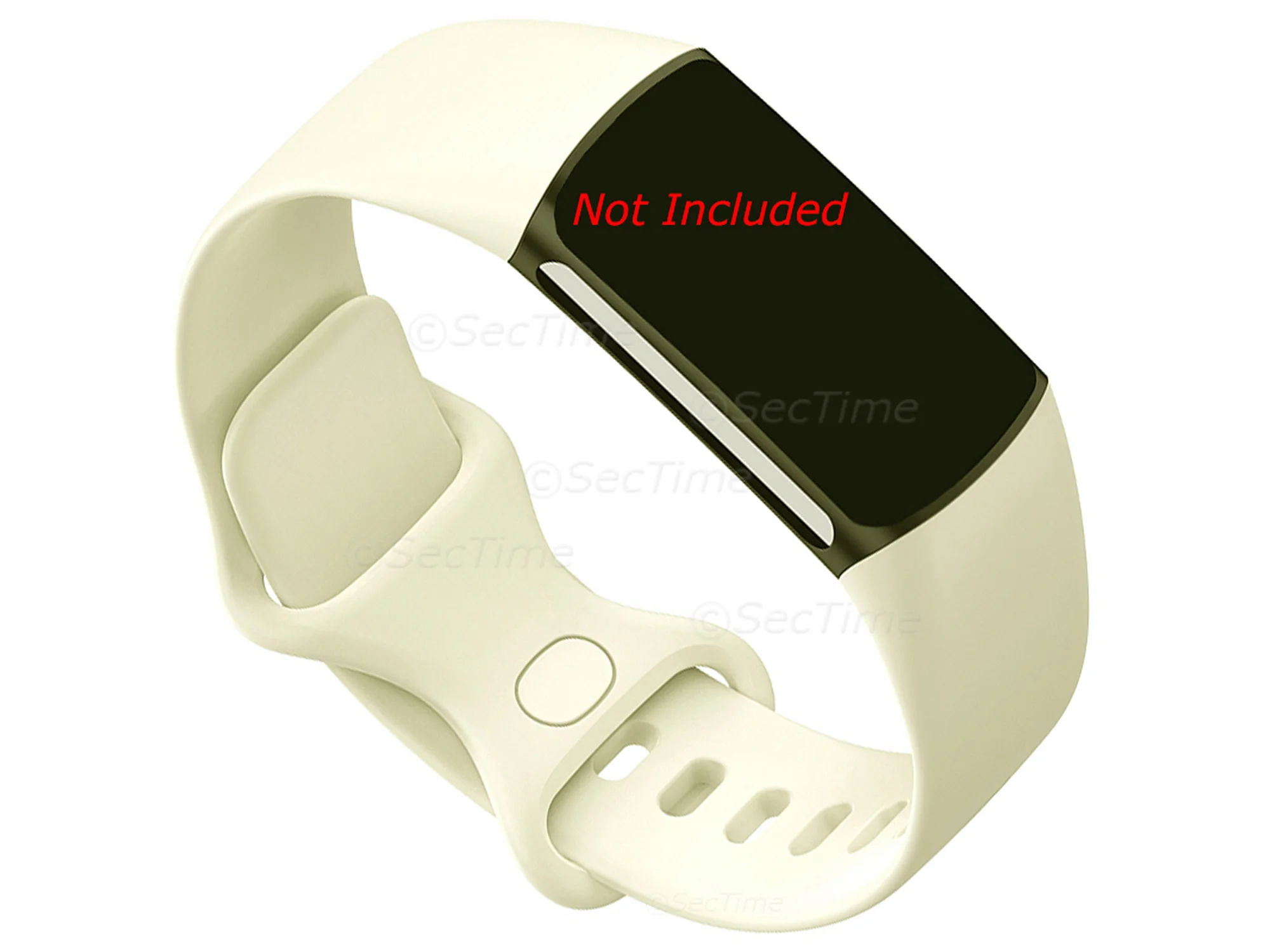 (image for) Replacement Silicone Watch Strap Band For Fitbit Charge 5 Light Cream - Large