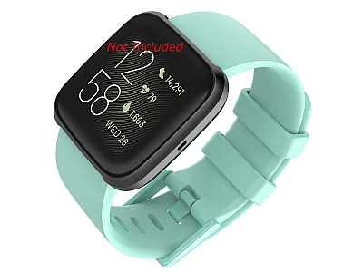 (image for) Silicone Watch Strap Band QR For Fitbit Versa 1, 2, Lite - Cyan Large - M1