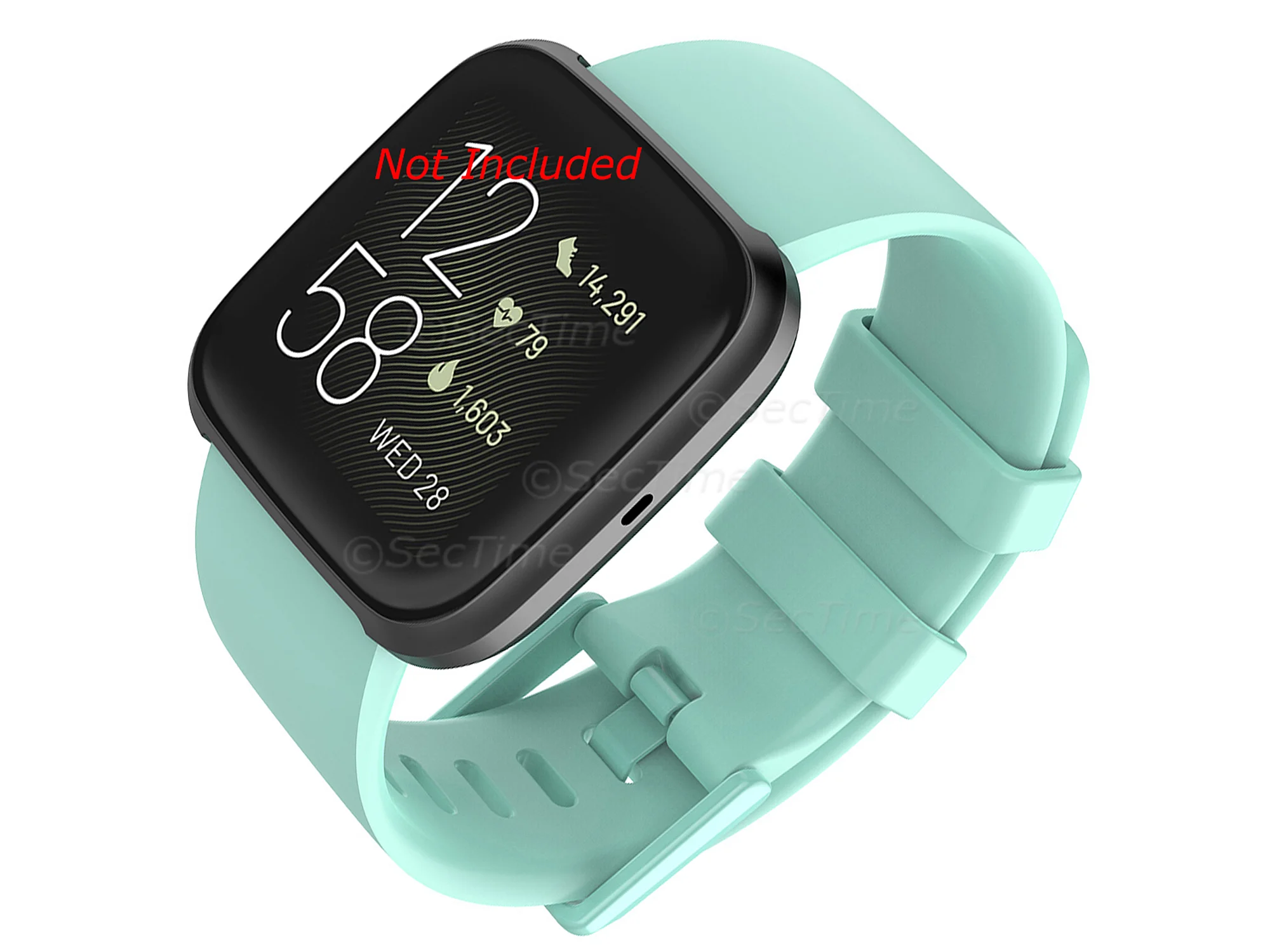 (image for) Silicone Watch Strap Band QR For Fitbit Versa 1, 2, Lite - Cyan Large - M1