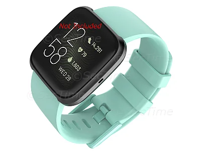 (image for) Silicone Watch Strap Band QR For Fitbit Versa 1, 2, Lite - Cyan Large - M1