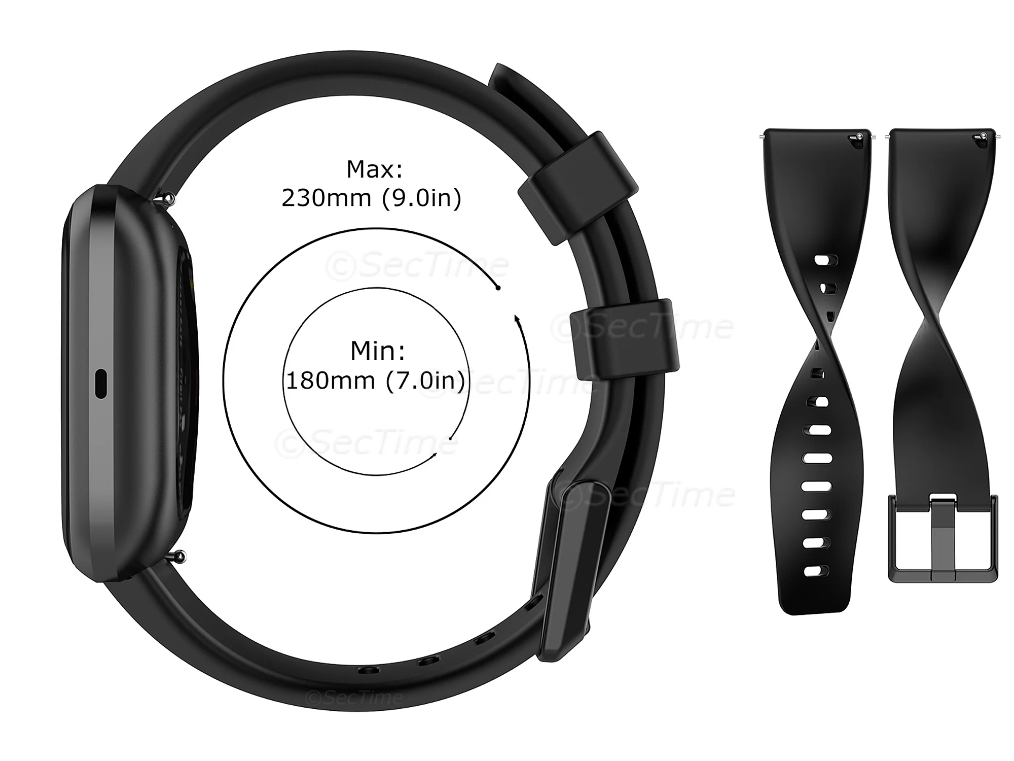 (image for) Silicone Watch Strap Band QR For Fitbit Versa 1, 2, Lite - Black Large - M1 (5)