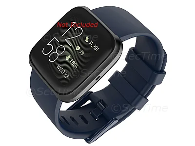 (image for) Silicone Watch Strap Band QR For Fitbit Versa 1, 2, Lite - Navy Blue Large - M1