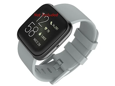 Silicone Watch Strap Band QR For Fitbit Versa 1, 2, Lite - Grey Large - M1 (image for) Silicone Watch Strap Band QR For Fitbit Versa 1, 2, Lite - Grey Large - M1