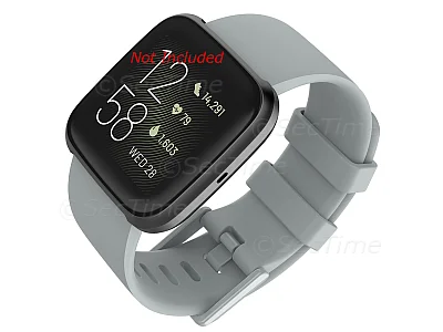(image for) Silicone Watch Strap Band QR For Fitbit Versa 1, 2, Lite - Grey Large - M1